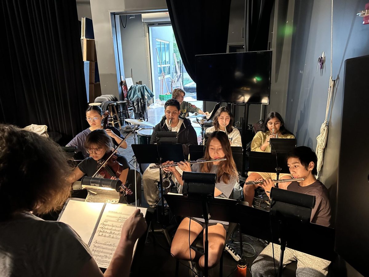 (Courtesy of Kris Starn)
(Clockwise from top left) Joy Chor, Leo Martinez, Barrett Kirchner, Holly Tuerke, Sahana Sankaran, Nathan Proulx, Valerie Proulx, and Tippy Thomson rehearse for “She Loves Me.”