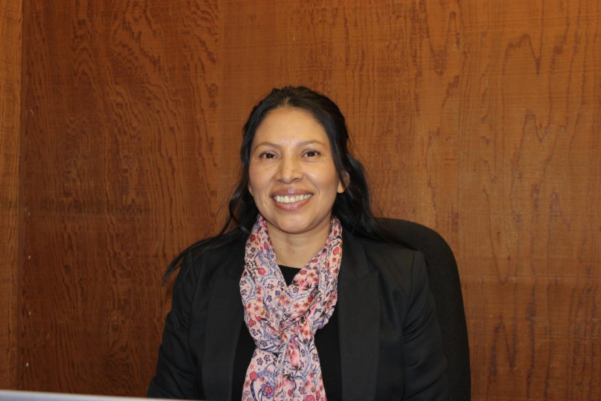 Community liaison Carmen Moreno smiles for a photo. Moreno is an integral member on campus who helps ELD families.