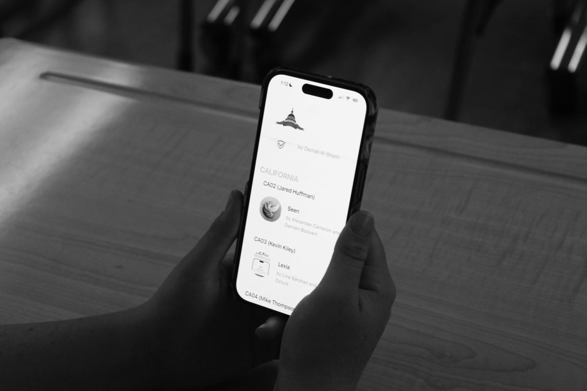 A San Marin student looks at the mental health app "Seen." This app was created by students Alexander Cameron and Damien Boisvert