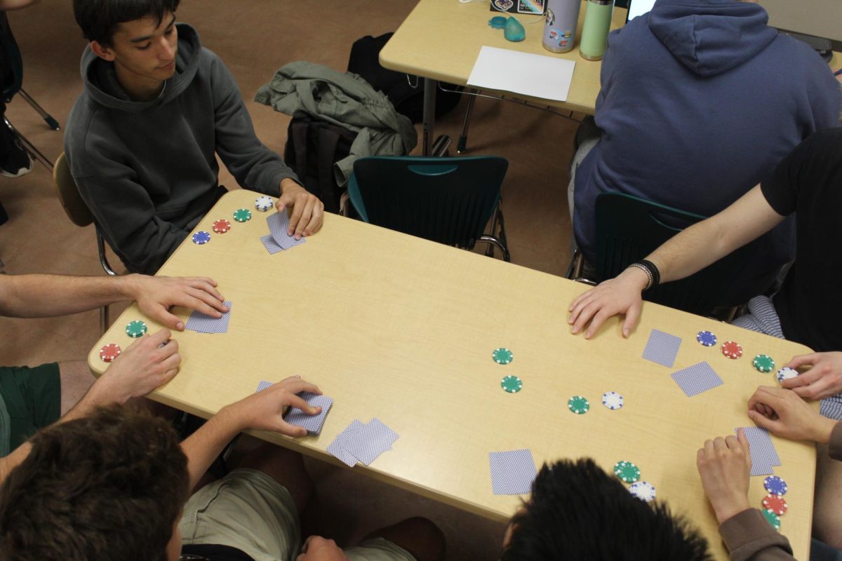 San Marin students play a poker variation known as “Texas
hold ‘em.” They use chips with different denominations
instead of real money to simulate gambling.